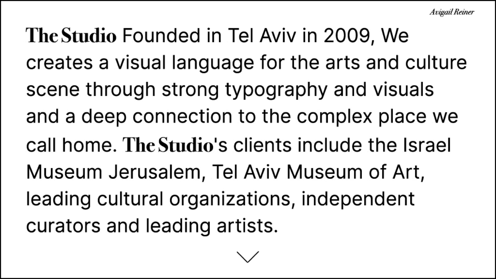 The Studio — Avigail Reiner